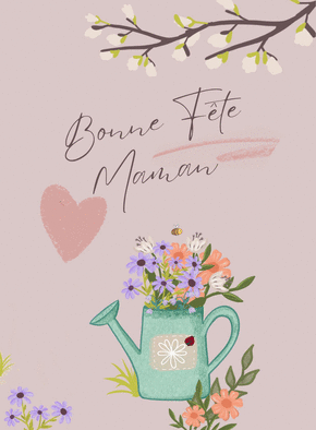 Fleurs &eacute;l&eacute;gantes dans un arrosoir pour maman